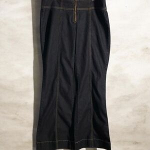 Bisou Bisou Michele Bohbot Jeans womens sz 12 black zipper front no buttons wide